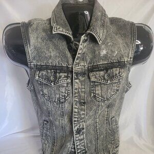 21 Men An American Brand Black Acid Washed Denim Vest (XS) 21 Men Tag